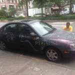 Chalkboard coated car as canvas in New York, USA 2