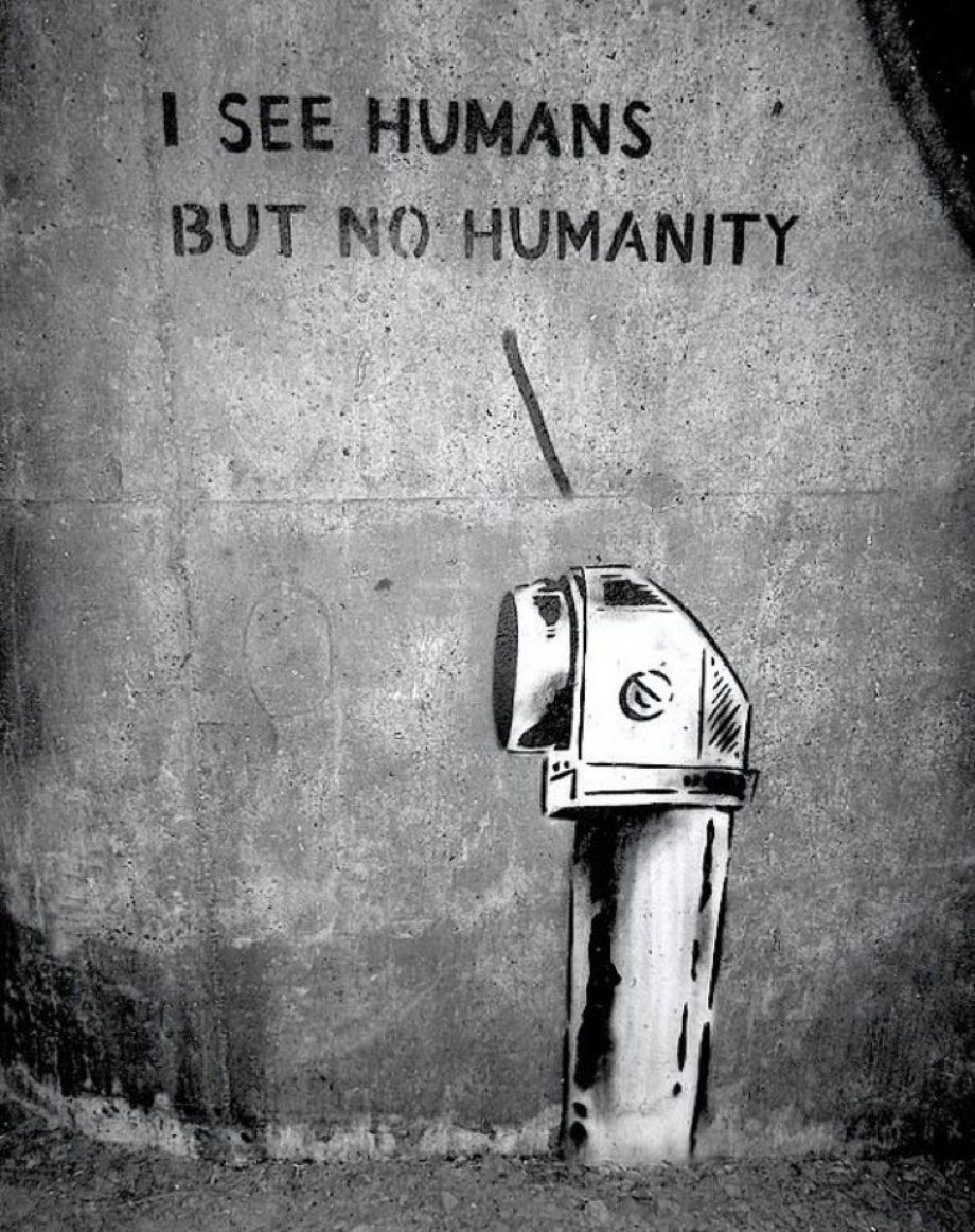 I see humans but no humanity - No information on this viral photo of street art