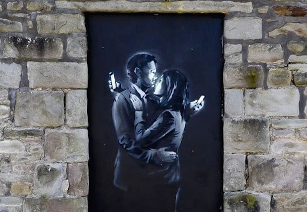 Phone Lovers - Street Art by Banksy in Bristol, England fb