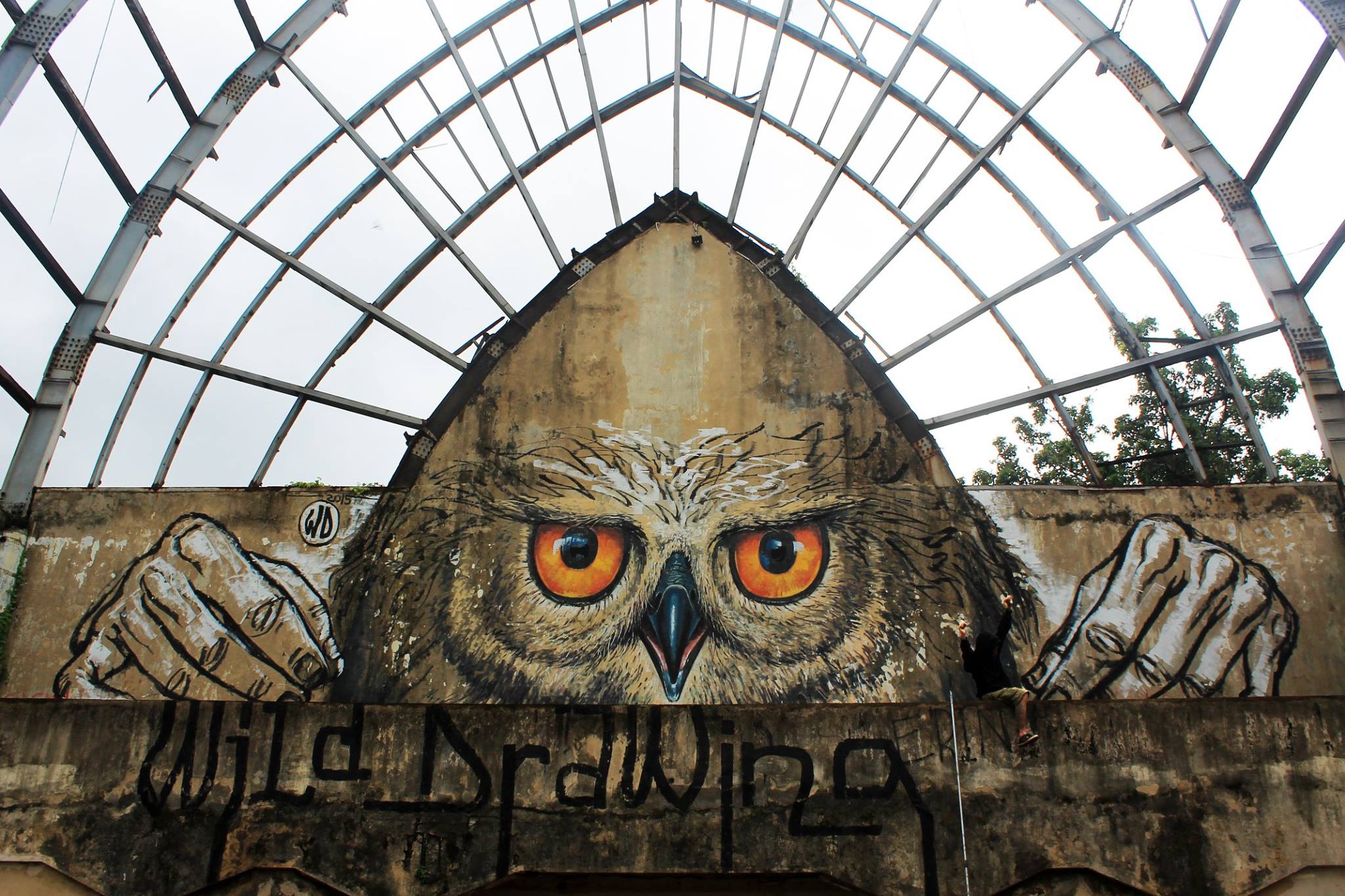 Street Art by Wild Drawing 2015 - Owlself in Bali, Indonesia