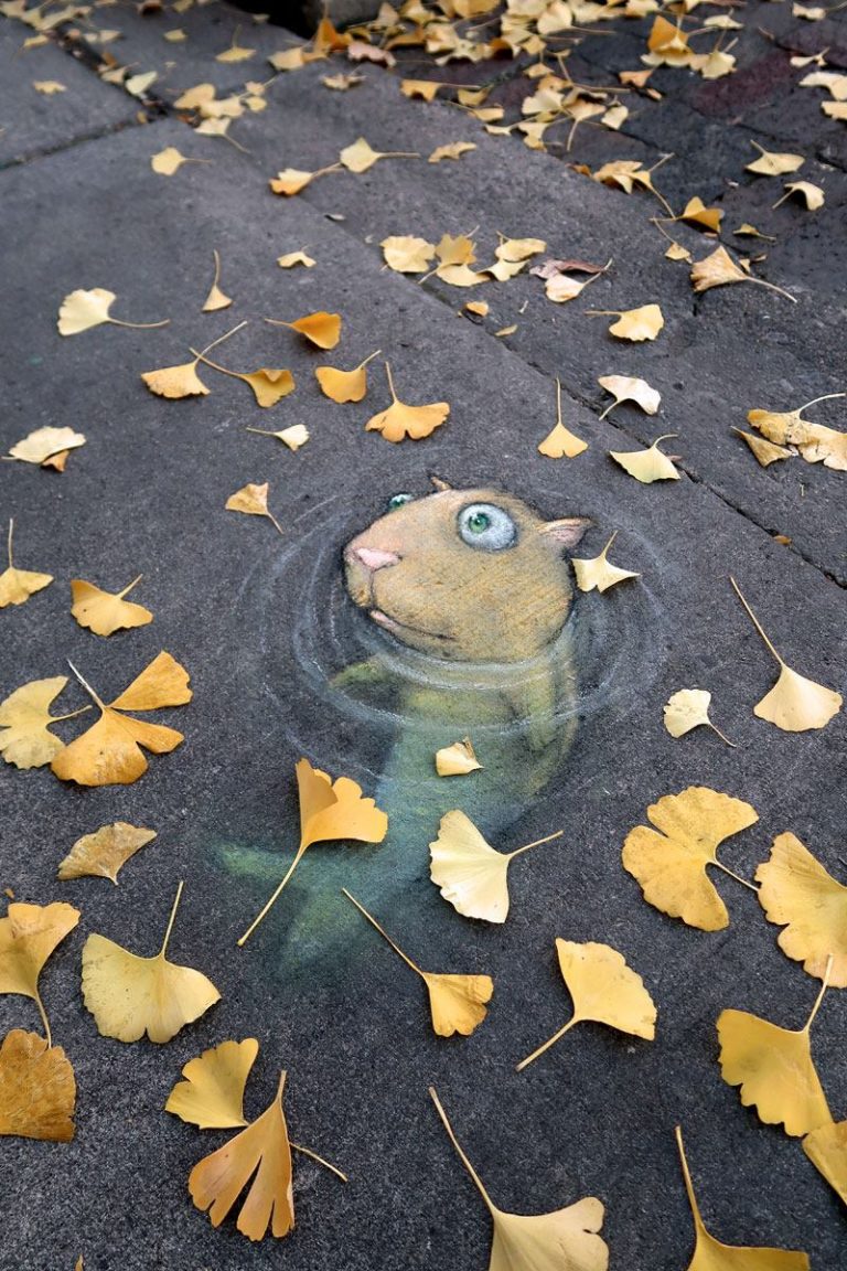 By David Zinn In Ann Arbor, Michigan, USA STREET ART UTOPIA