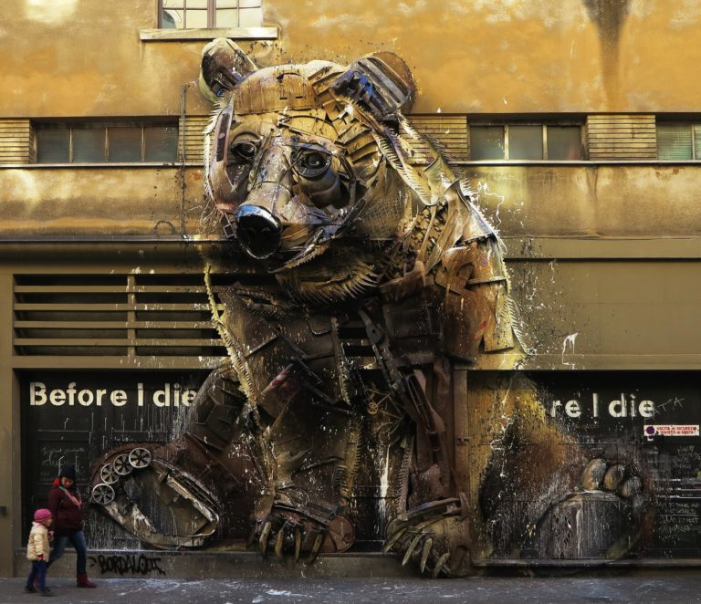 Bear – By Bordalo II in Turin, Italy | STREET ART UTOPIA