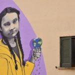 Street Art of Greta Thunberg in Trullo district, Rome, Italy