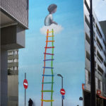 The ladder – Street Art by Seth tribute to the artist Bilal Berreni in Paris, France 2