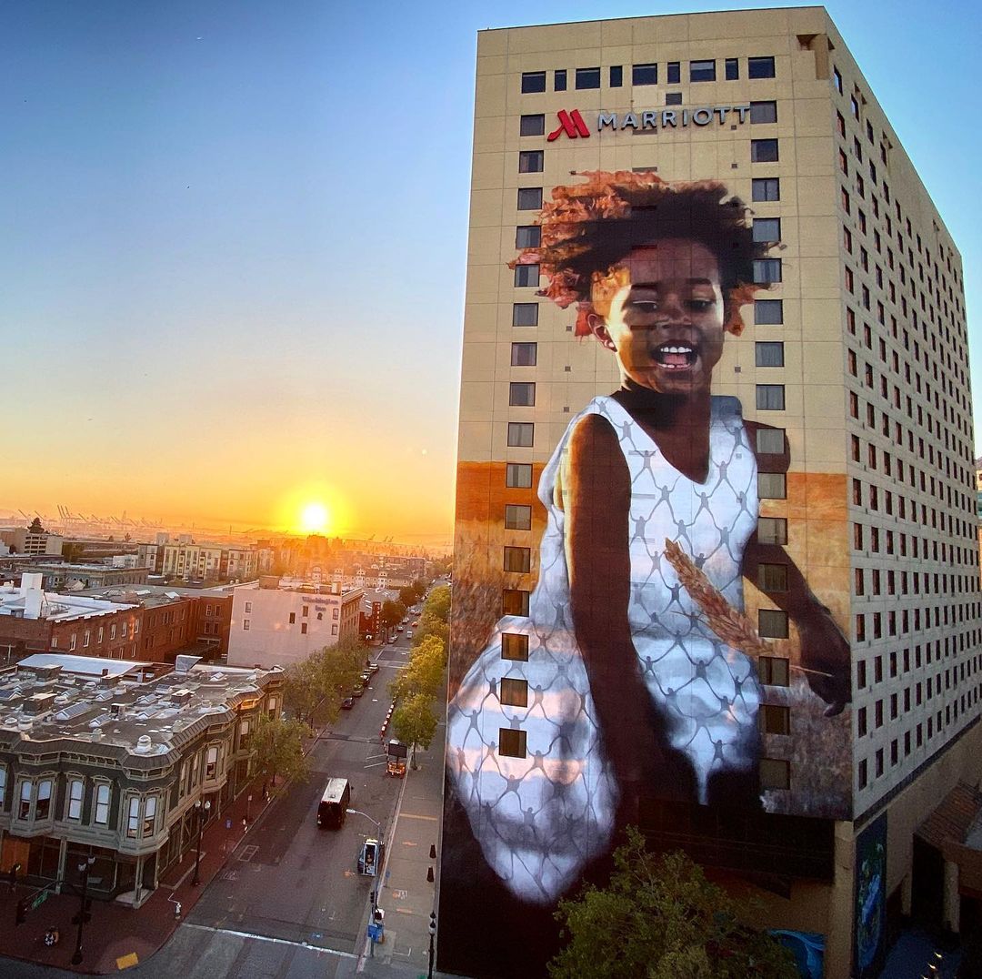 The Child – Mural by Victor Ash in Oakland, California, USA (photo and video)