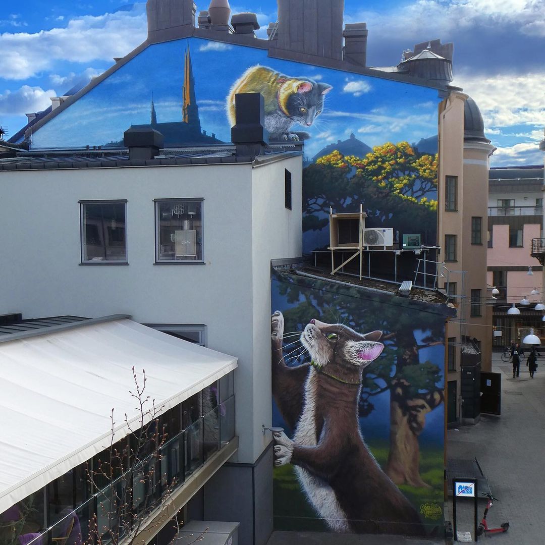 Pelle Svanslös mural by Charlie Granberg in Uppsala, Sweden