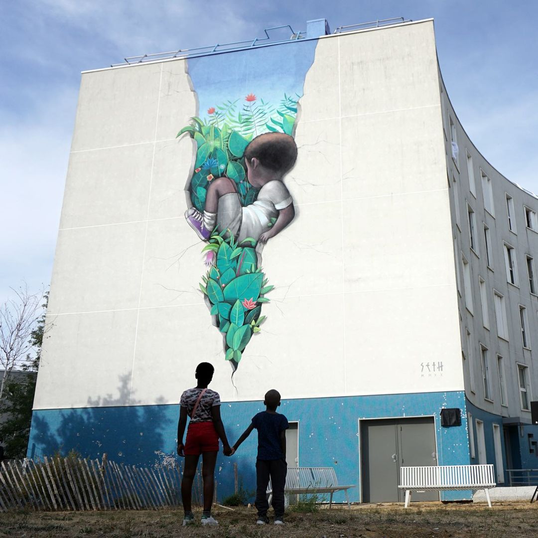 “One upon a fault” – Mural by Seth in the southern suburbs of Paris