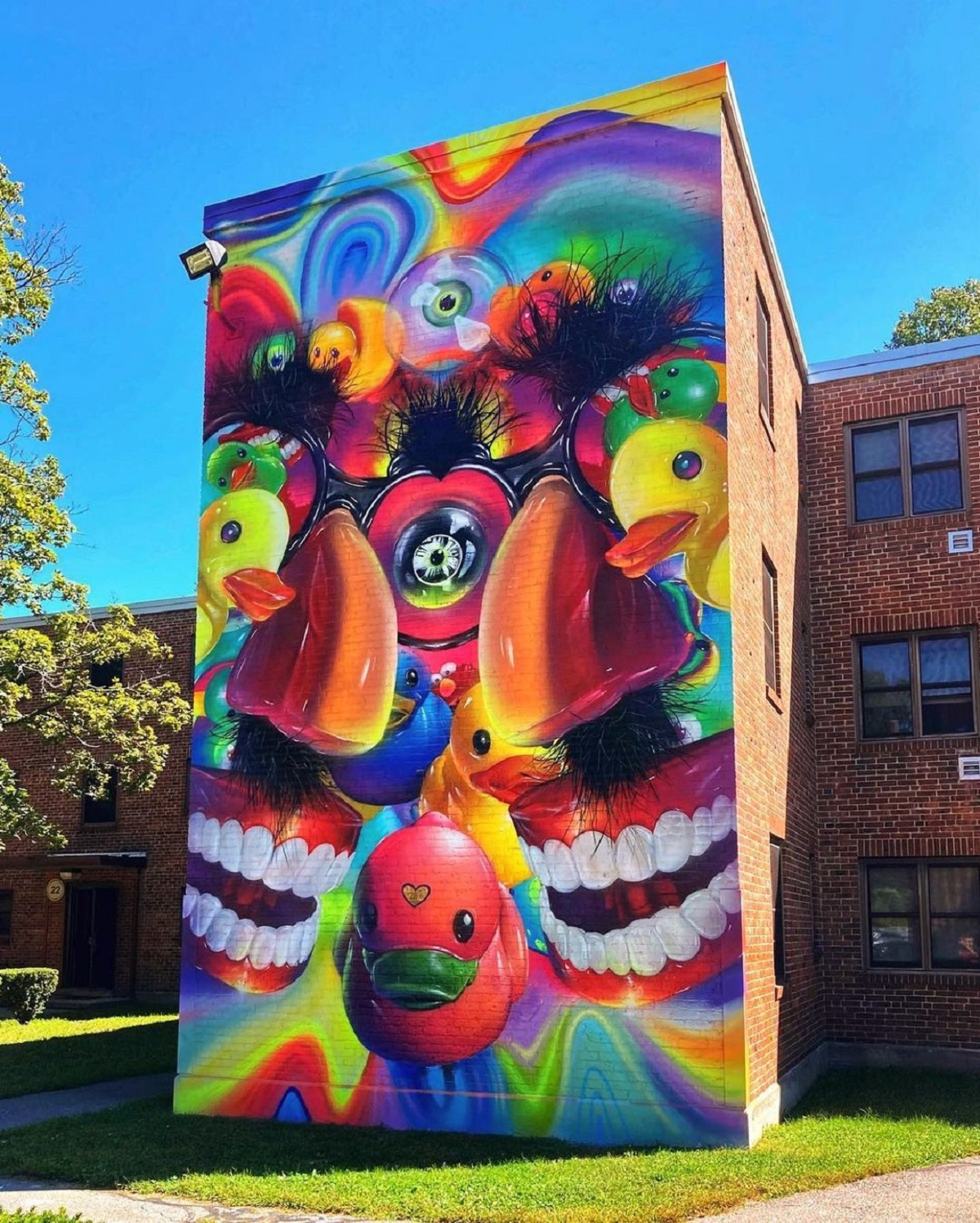 “…And World’s Collide” by street artist Hero Veiga in Massachusetts (4 photos)