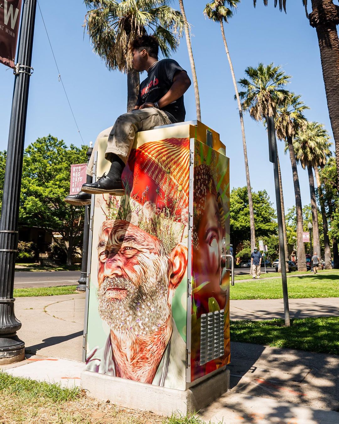 Portraits on Electrical boxes by Brandon Gastinell in Sacramento