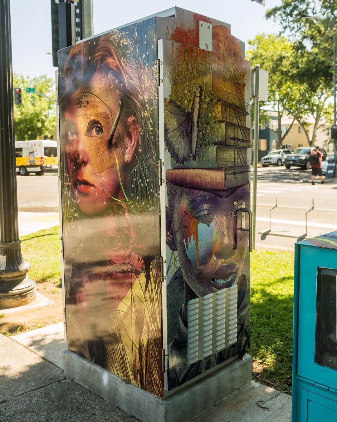 Portraits on Electrical boxes by Brandon Gastinell in Sacramento