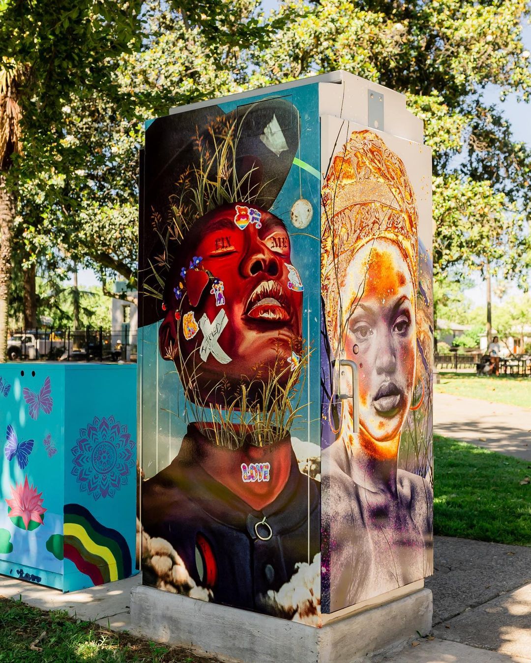 Portraits on Electrical boxes by Brandon Gastinell in Sacramento