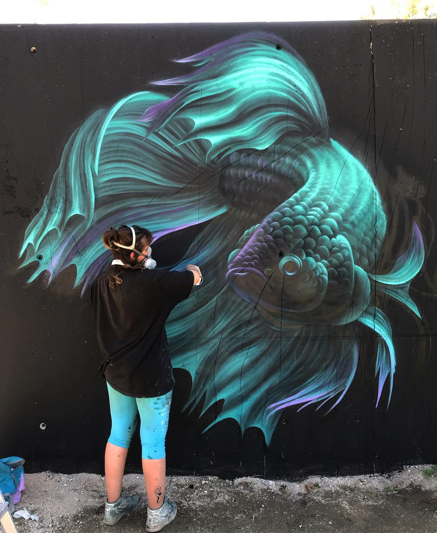 King Betta mural by Clara Leff in Fafe, Portugal