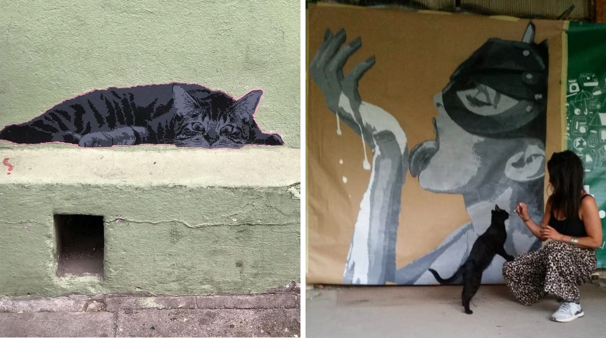 Cat waiting for mouse – 11 Paste Ups by LIZ ART BERLIN