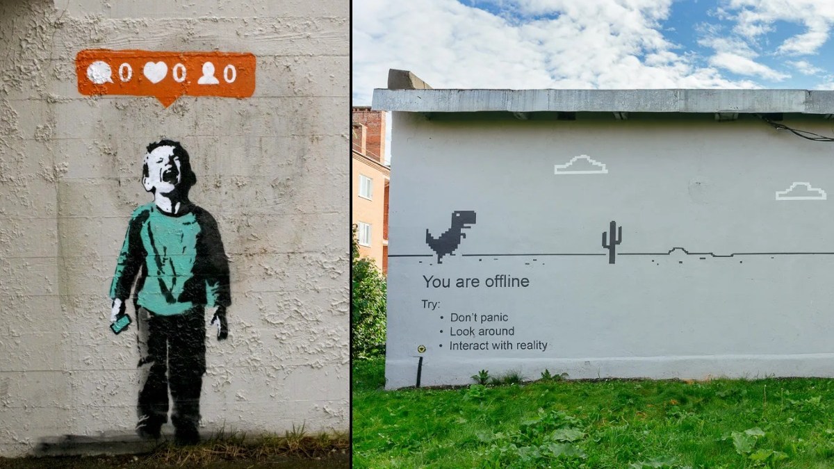 Stuck on Screens: 15 Street Art Pieces About Phones, Scrolling, and Modern Life